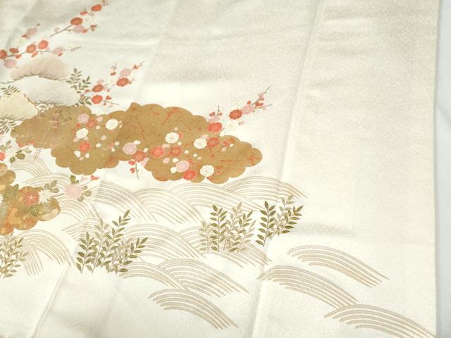 平和屋着物●訪問着　駒刺繍　雲取り浜松枝花文　金彩　鈴乃屋扱い　正絹　逸品　CABI2579yc