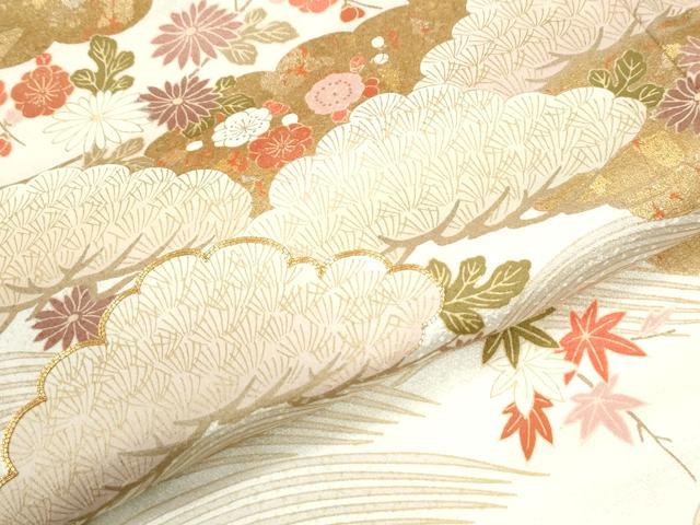 平和屋着物●訪問着　駒刺繍　雲取り浜松枝花文　金彩　鈴乃屋扱い　正絹　逸品　CABI2579yc