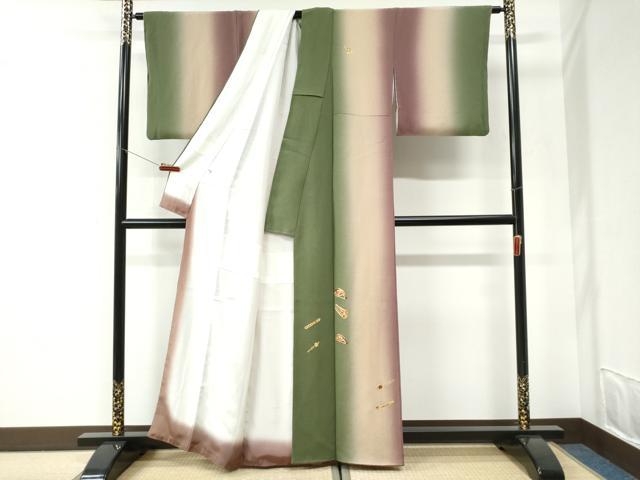 平和屋着物●訪問着　総刺繍　駒刺繍　片輪車　簪　楽器　暈し染め　鬼しぼ縮緬　正絹　逸品　CABI2580yc