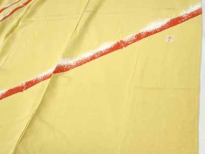 平和屋着物●人間国宝　森口華弘　蒔糊友禅　蒔糊散らし　訪問着　笹竹文　仮絵羽　正絹　逸品　未使用　CABI2584yc
