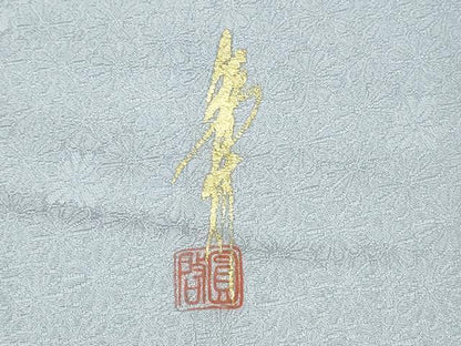 平和屋着物●本草木染作家　圓啓　色無地　菊尽くし地紋　淡藤色　正絹　逸品　CABI2586yc