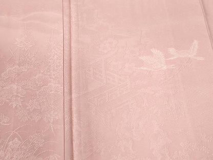 平和屋着物●本加賀友禅作家　押田正義　色留袖　飛鶴渡り橋松竹梅御所車地紋　虹色　正絹　逸品　未使用　CABI2589yc