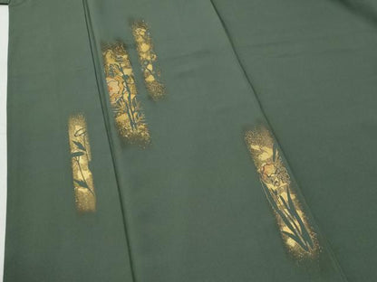 平和屋着物●訪問着　竹屋町刺繍　短冊草花文　暈し染め　金彩　正絹　逸品　CABI2591yc