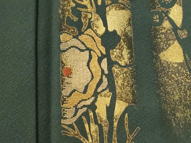 平和屋着物●訪問着　竹屋町刺繍　短冊草花文　暈し染め　金彩　正絹　逸品　CABI2591yc