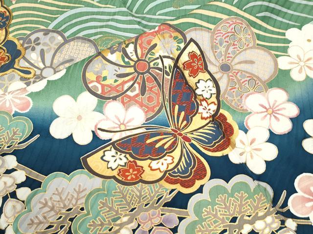 平和屋着物●豪華振袖　駒刺繍　浜松舞蝶花筏文　暈し染め　金彩　正絹　逸品　CABI2592yc