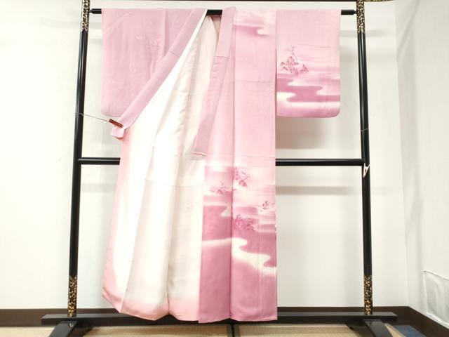 平和屋着物●訪問着　地紋起こし　霞風景文　暈し染め　正絹　逸品　CABI2594yc