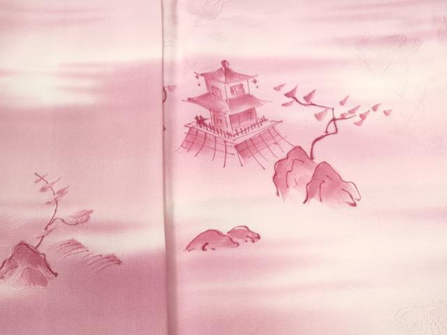 平和屋着物●訪問着　地紋起こし　霞風景文　暈し染め　正絹　逸品　CABI2594yc