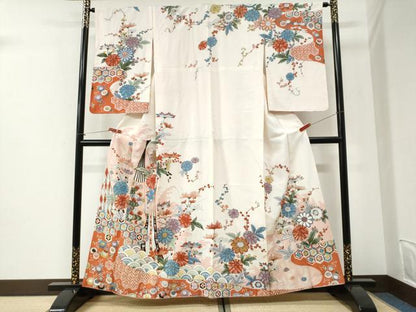 平和屋着物●訪問着　吉祥花唐草文　正絹　逸品　CABI2595yc