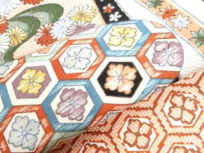 平和屋着物●訪問着　吉祥花唐草文　正絹　逸品　CABI2595yc