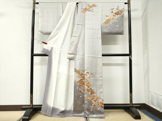 平和屋着物●訪問着　駒刺繍　浜松吉祥花蝶文　暈し染め　金彩　正絹　逸品　CABI2597yc