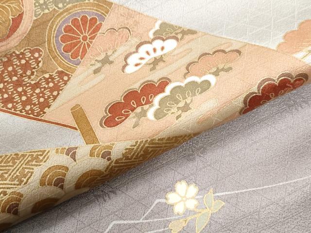 平和屋着物●訪問着　駒刺繍　浜松吉祥花蝶文　暈し染め　金彩　正絹　逸品　CABI2597yc