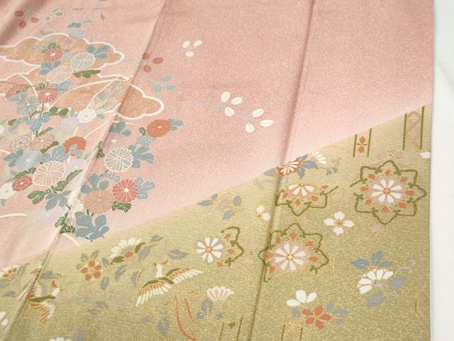 平和屋着物●訪問着　雲取り草花文　暈し染め　金彩　正絹　逸品　CABI2599yc