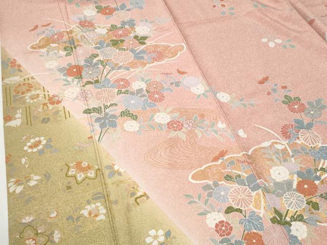 平和屋着物●訪問着　雲取り草花文　暈し染め　金彩　正絹　逸品　CABI2599yc