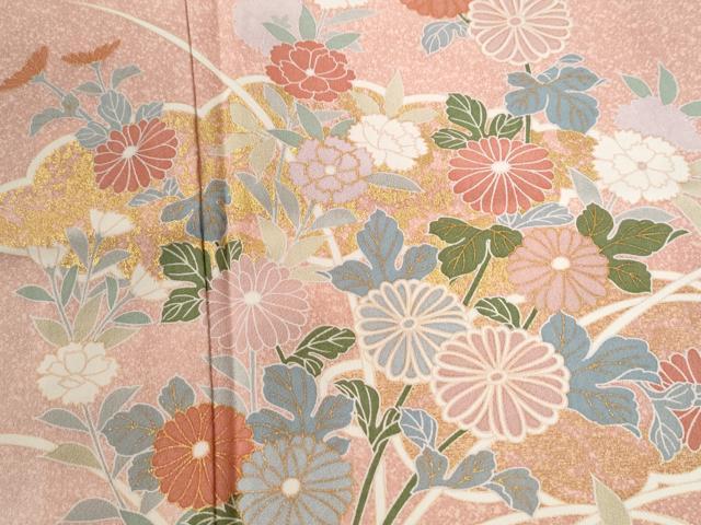 平和屋着物●訪問着　雲取り草花文　暈し染め　金彩　正絹　逸品　CABI2599yc