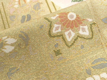 平和屋着物●訪問着　雲取り草花文　暈し染め　金彩　正絹　逸品　CABI2599yc