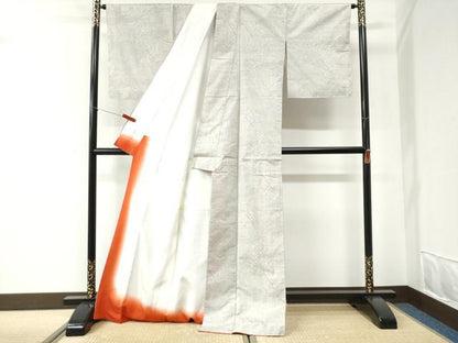 平和屋着物●本場大島紬　白大島　9マルキ　雲取り吉祥花文　ロング丈　正絹　逸品　未使用　CABI2600yc