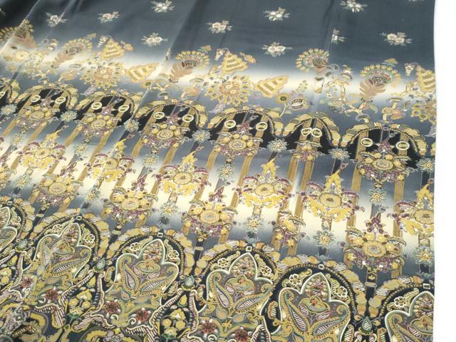 平和屋着物●訪問着　更紗草花文　暈し染め　正絹　逸品　CABI2601yc