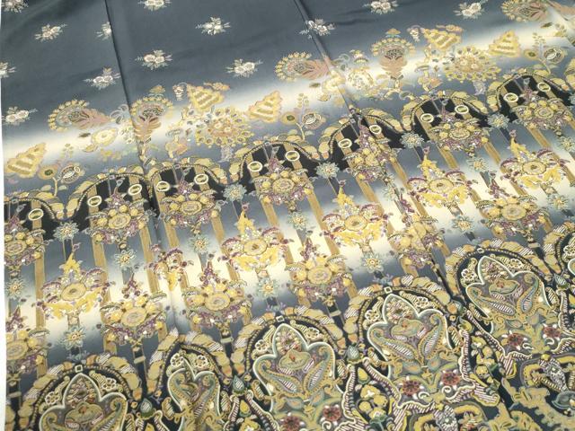 平和屋着物●訪問着　更紗草花文　暈し染め　正絹　逸品　CABI2601yc