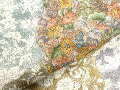 平和屋着物●上質な小紋　更紗花唐草文　鬼しぼ縮緬　正絹　逸品　CABI2602yc