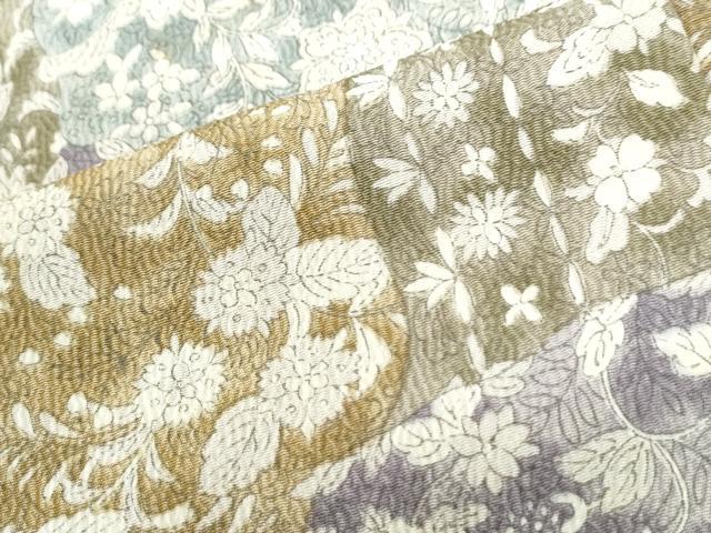 平和屋着物●上質な小紋　更紗花唐草文　鬼しぼ縮緬　正絹　逸品　CABI2602yc