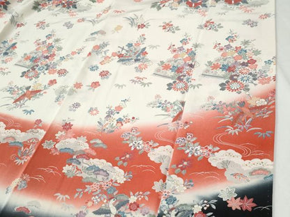 平和屋着物●訪問着　飛鳥浜松花蝶文　暈し染め　金彩　正絹　逸品　CABI2606yc