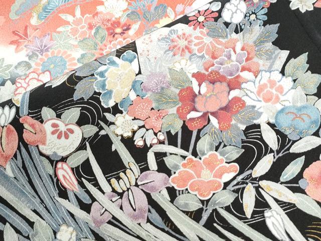 平和屋着物●訪問着　飛鳥浜松花蝶文　暈し染め　金彩　正絹　逸品　CABI2606yc