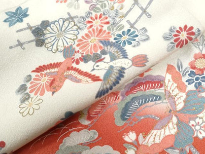 平和屋着物●訪問着　飛鳥浜松花蝶文　暈し染め　金彩　正絹　逸品　CABI2606yc