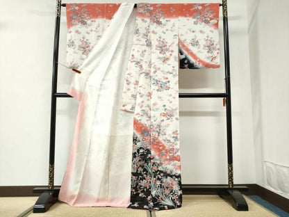 平和屋着物●訪問着　飛鳥浜松花蝶文　暈し染め　金彩　正絹　逸品　CABI2606yc