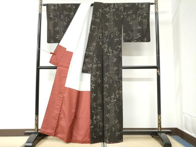 平和屋着物●上質な紬　唐草文　正絹　逸品　CABI2607yc
