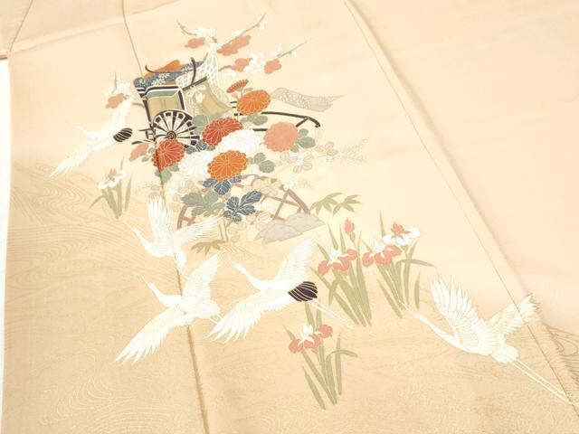 平和屋着物●訪問着　御所車飛鶴草花文　暈し染め　金彩　正絹　逸品　CABI2608yc