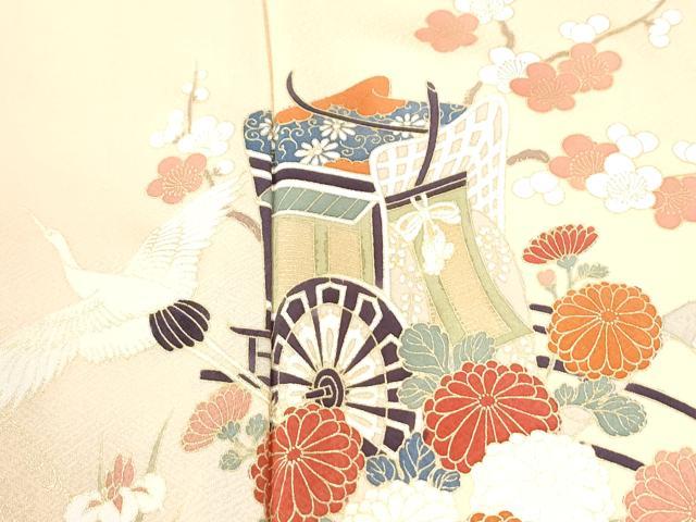 平和屋着物●訪問着　御所車飛鶴草花文　暈し染め　金彩　正絹　逸品　CABI2608yc