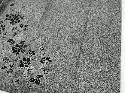 平和屋着物●訪問着　枝花文　たたき染め　黒地　正絹　逸品　CABI2610yc