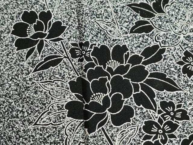 平和屋着物●訪問着　枝花文　たたき染め　黒地　正絹　逸品　CABI2610yc