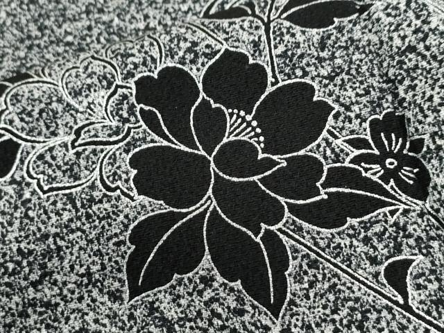 平和屋着物●訪問着　枝花文　たたき染め　黒地　正絹　逸品　CABI2610yc