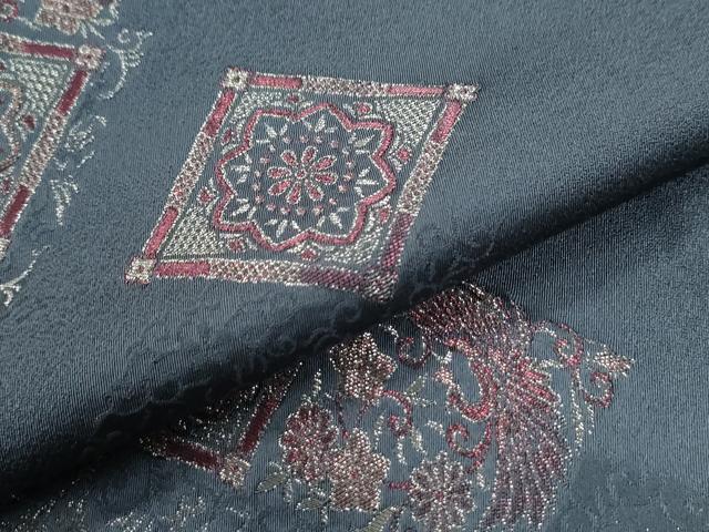 平和屋着物●訪問着　寿光織　菱重ね鳳凰花唐草文　銀糸　正絹　逸品　CABI2616yc