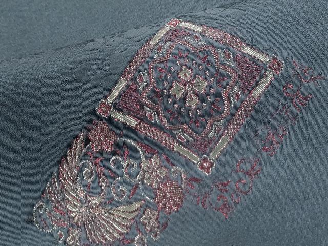 平和屋着物●訪問着　寿光織　菱重ね鳳凰花唐草文　銀糸　正絹　逸品　CABI2616yc