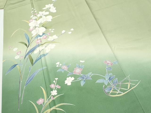 平和屋着物●訪問着　友禅　作家物　花籠文　暈し染め　正絹　逸品　CABI2617yc