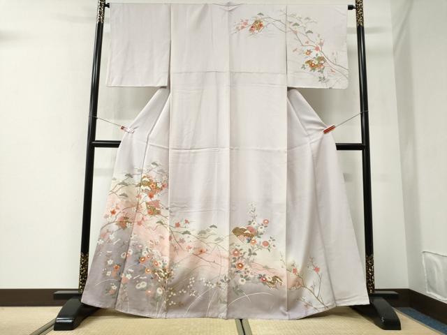 平和屋着物●訪問着　浜松冊子草花文　暈し染め　金彩　正絹　逸品　CABI2621yc