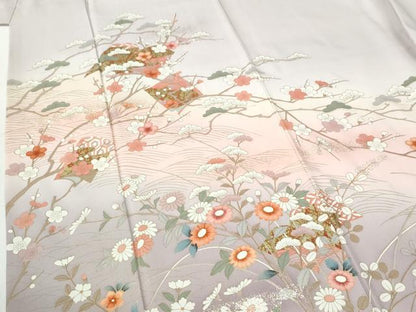 平和屋着物●訪問着　浜松冊子草花文　暈し染め　金彩　正絹　逸品　CABI2621yc