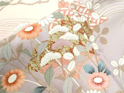 平和屋着物●訪問着　浜松冊子草花文　暈し染め　金彩　正絹　逸品　CABI2621yc