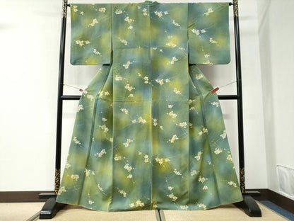 平和屋着物●上質な小紋　地紋起こし　枝梅文　暈し染め　正絹　逸品　CABI2623yc