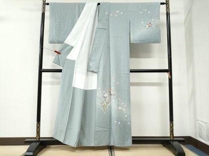 平和屋着物●訪問着　友禅　枝花文　暈し染め　正絹　逸品　CABI2624yc