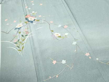 平和屋着物●訪問着　友禅　枝花文　暈し染め　正絹　逸品　CABI2624yc