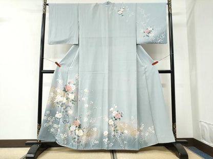 平和屋着物●訪問着　草花文　暈し染め　金彩　正絹　逸品　CABI2629yc