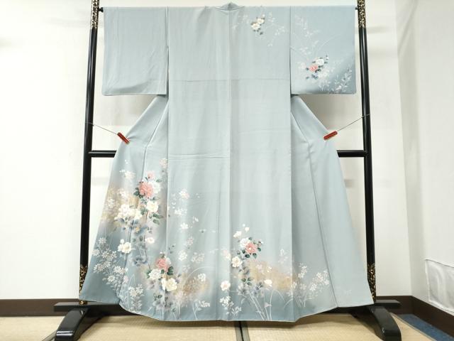 平和屋着物●訪問着　草花文　暈し染め　金彩　正絹　逸品　CABI2629yc