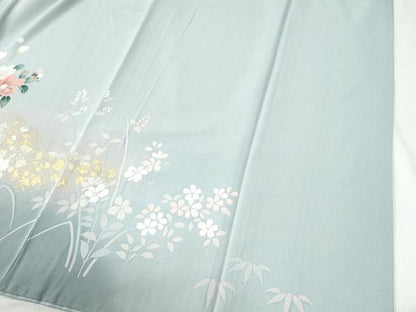 平和屋着物●訪問着　草花文　暈し染め　金彩　正絹　逸品　CABI2629yc