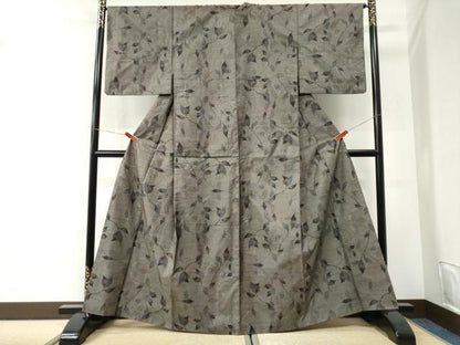 平和屋着物●本場大島紬　9マルキ　枝葉文　正絹　逸品　CABI2630yc