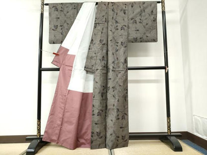 平和屋着物●本場大島紬　9マルキ　枝葉文　正絹　逸品　CABI2630yc