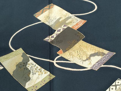 平和屋着物●訪問着　短冊吉祥枝葉文　金彩　正絹　逸品　CABI2636yc