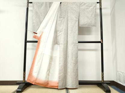 平和屋着物●本場大島紬　白大島　7マルキ　舞花文　正絹　逸品　未使用　CABI2637yc